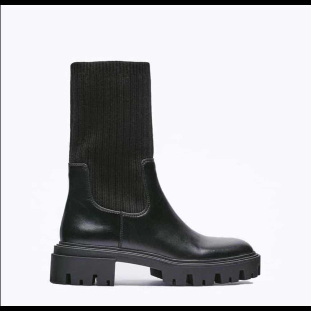 Zara knit lug boots